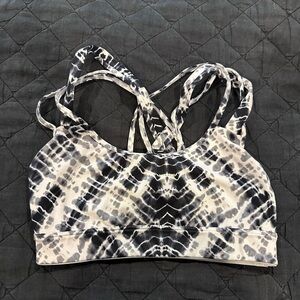 Victoria's Secret Black & White Tie-Dye Strappy Sports Bra